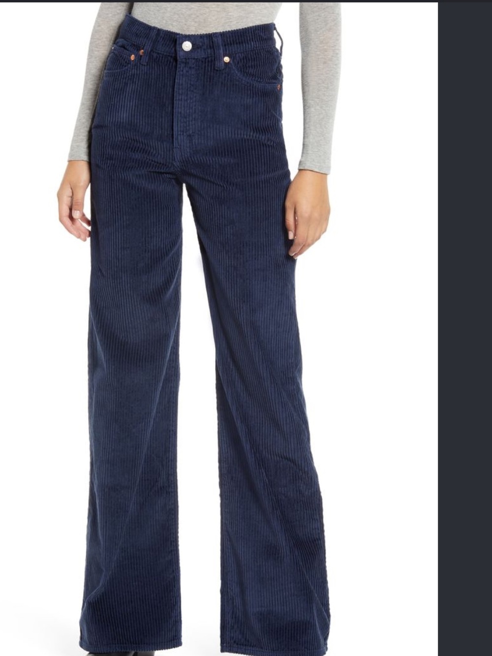 Levi's Navy Wide-Leg Rib Cage Corduroy Jeans size 26